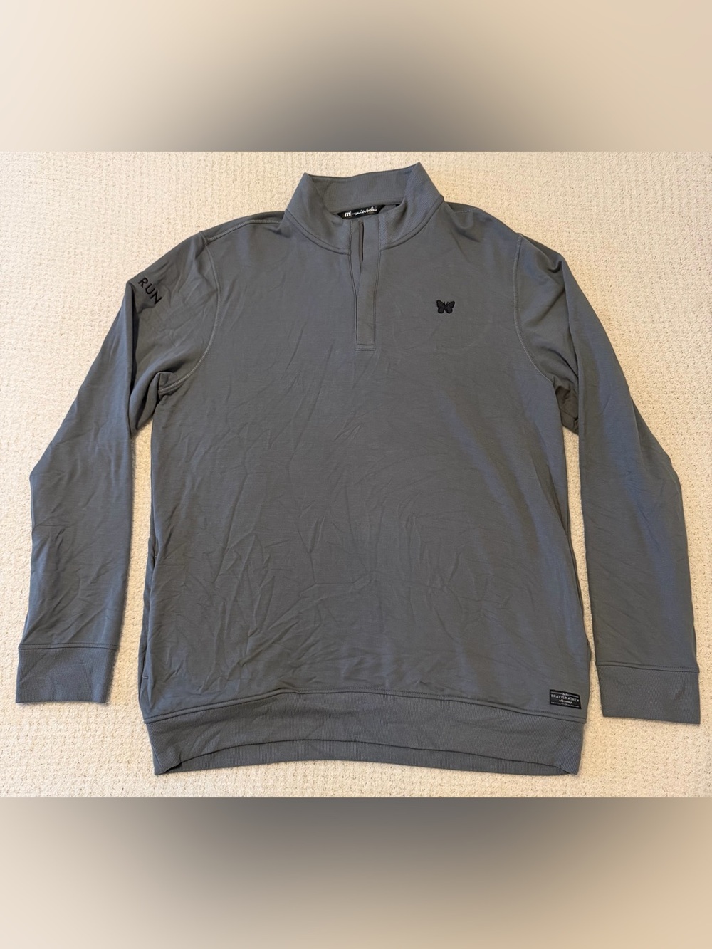 TravisMathew Quarter-Zip Pullover Size L Gray Blue Run